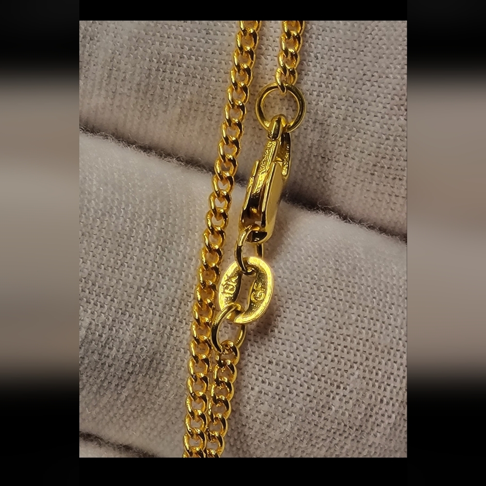 22" 18k Gold Filled Cuban Link Chain Necklace - New - 2mm Thick - 22"